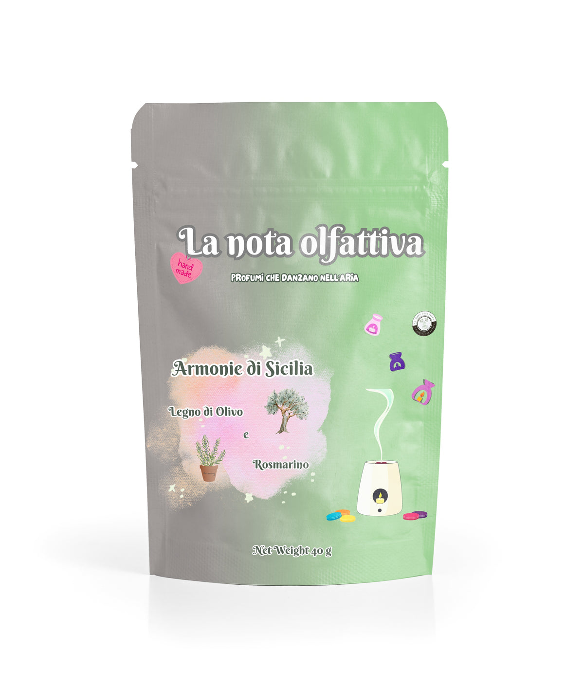 "Tart profumata Legno di Olivo e Rosmarino formato grande su base in cera naturale"